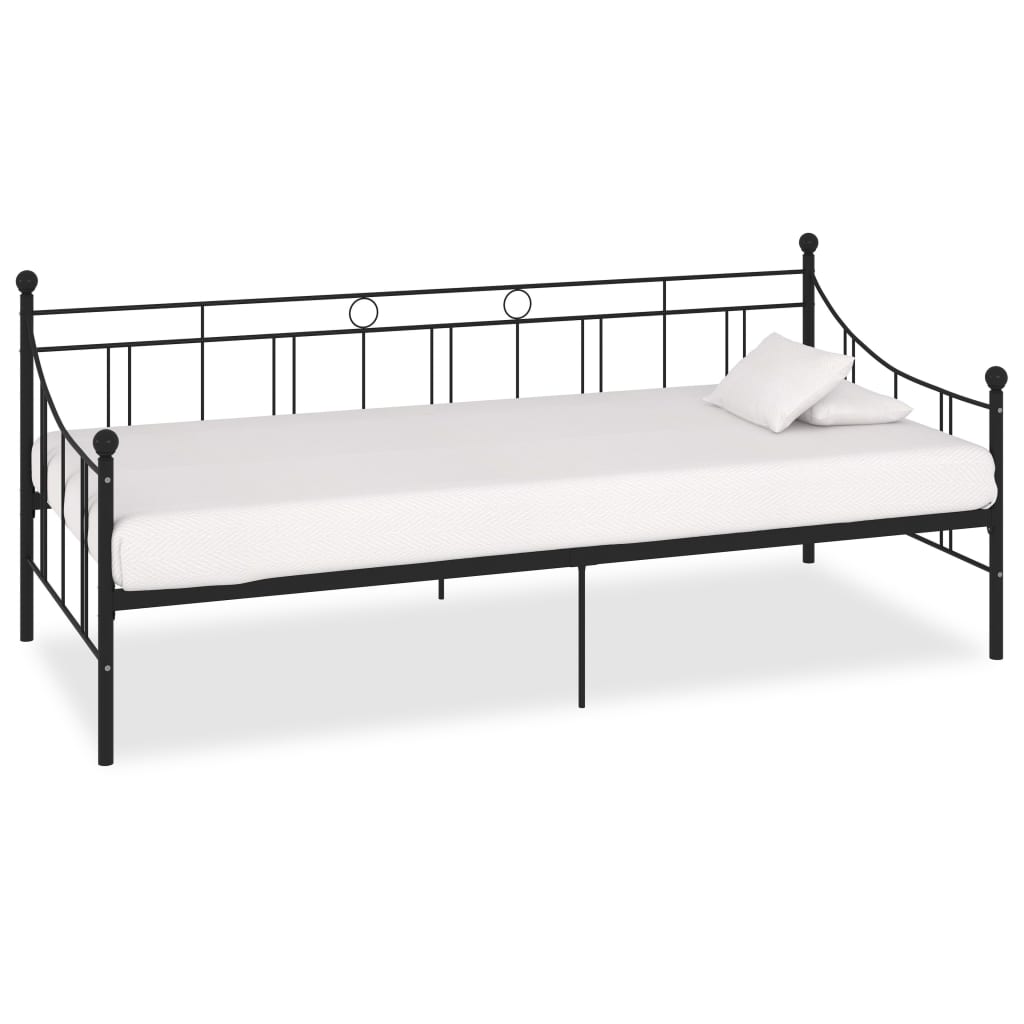 vidaXL Päivävuoteenrunko musta metalli 90x200 cm