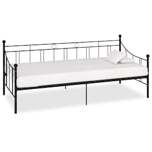 Posteljni okvir za dnevno posteljo črn kovinski 90x200 cm
