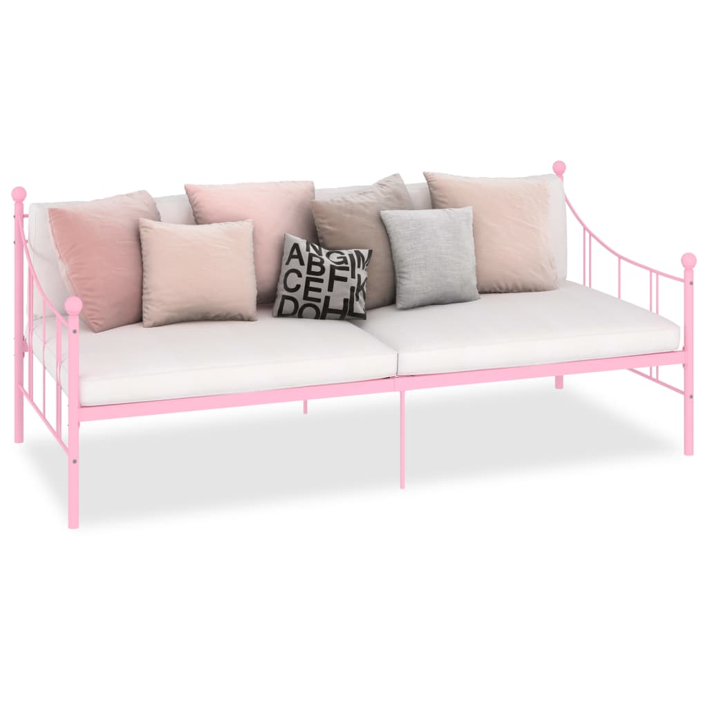 vidaXL Slaapbank metaal roze 90x200 cm afbeelding