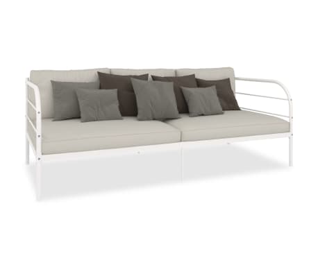vidaXL Cadre de lit de jour sans matelas blanc m&eacute;tal 90x200 cm