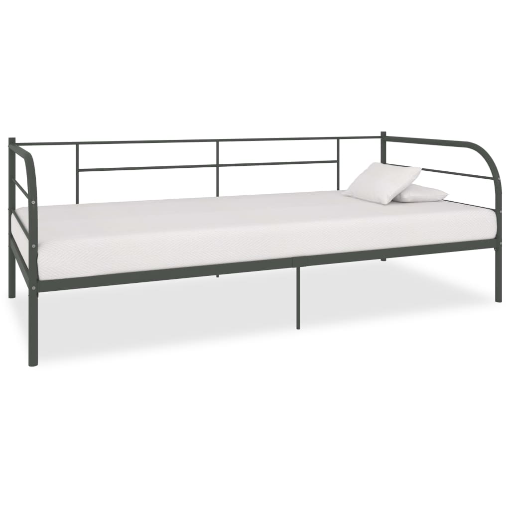 vidaXL Cadru pat de zi, gri, 90 x 200 cm, metal vidaxl.ro
