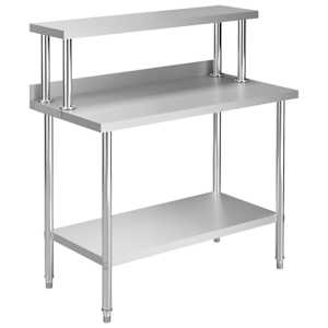 vidaXL k&ouml;&ouml;gi t&ouml;&ouml;laud riiuliga, 120x60x120 cm, roostevaba teras