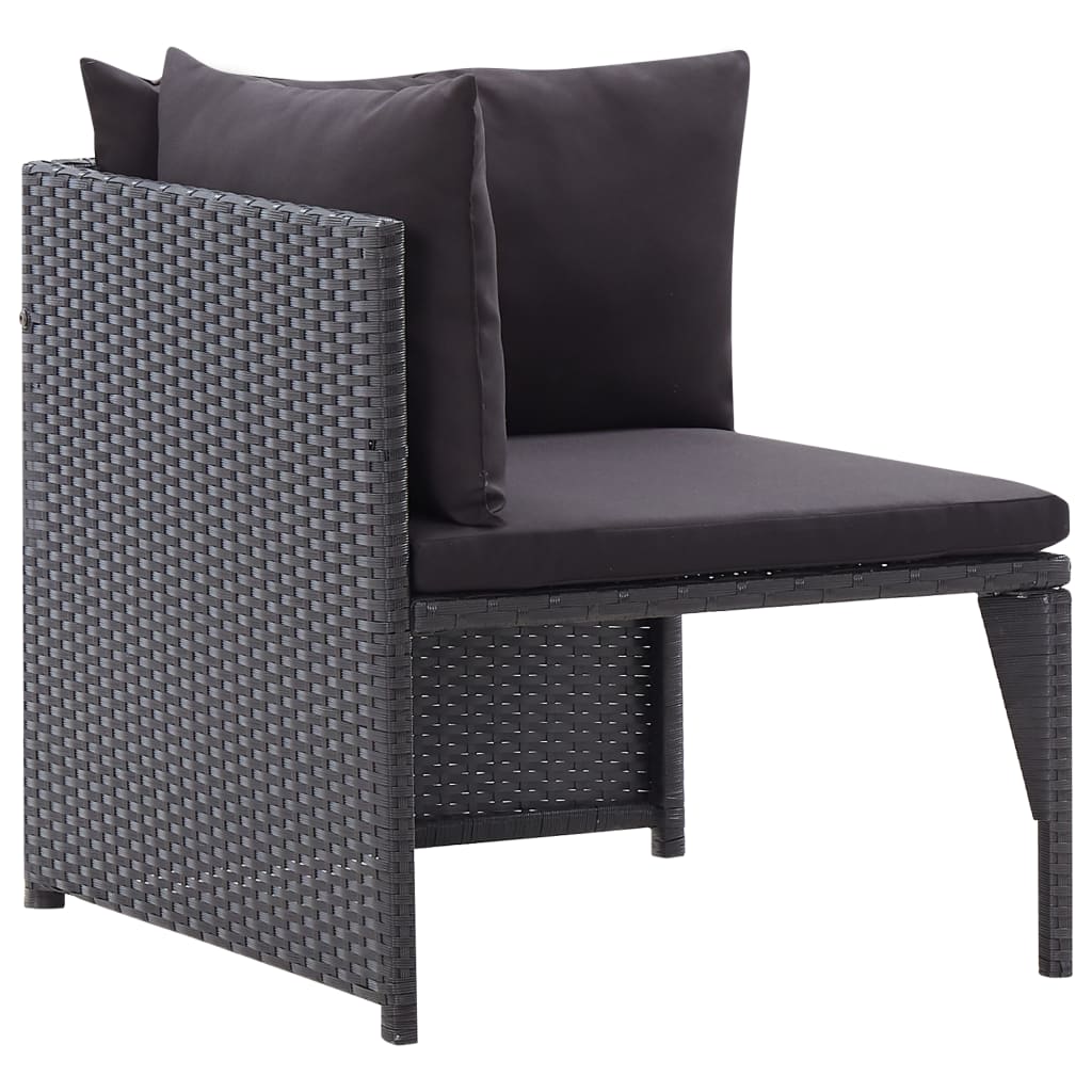 vidaXL 6-tlg. Garten-Lounge-Set mit Kissen Poly Rattan Schwarz