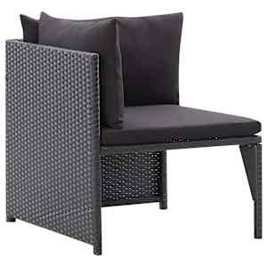 vidaXL Poilsio komplektas su pagalvėmis, 6 dalių, juodas, poliratanas