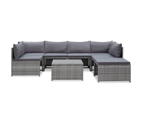 vidaXL 8-tlg. Garten-Lounge-Set mit Kissen Poly Rattan Grau