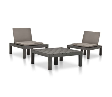 Vidaxl 3 Tlg Garten Lounge Set Kunststoff Anthrazit Im Vidaxl Trendshop Vidaxl Ch