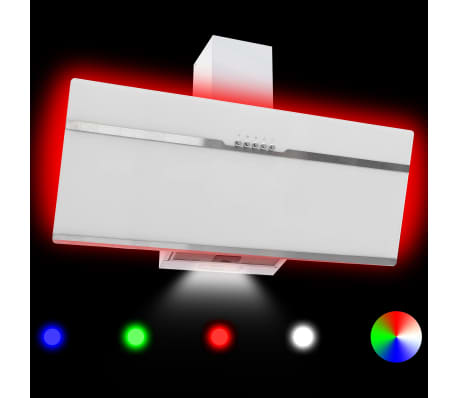 vidaXL Campana extractora RGB de LED acero inox. vidrio templado 90cm