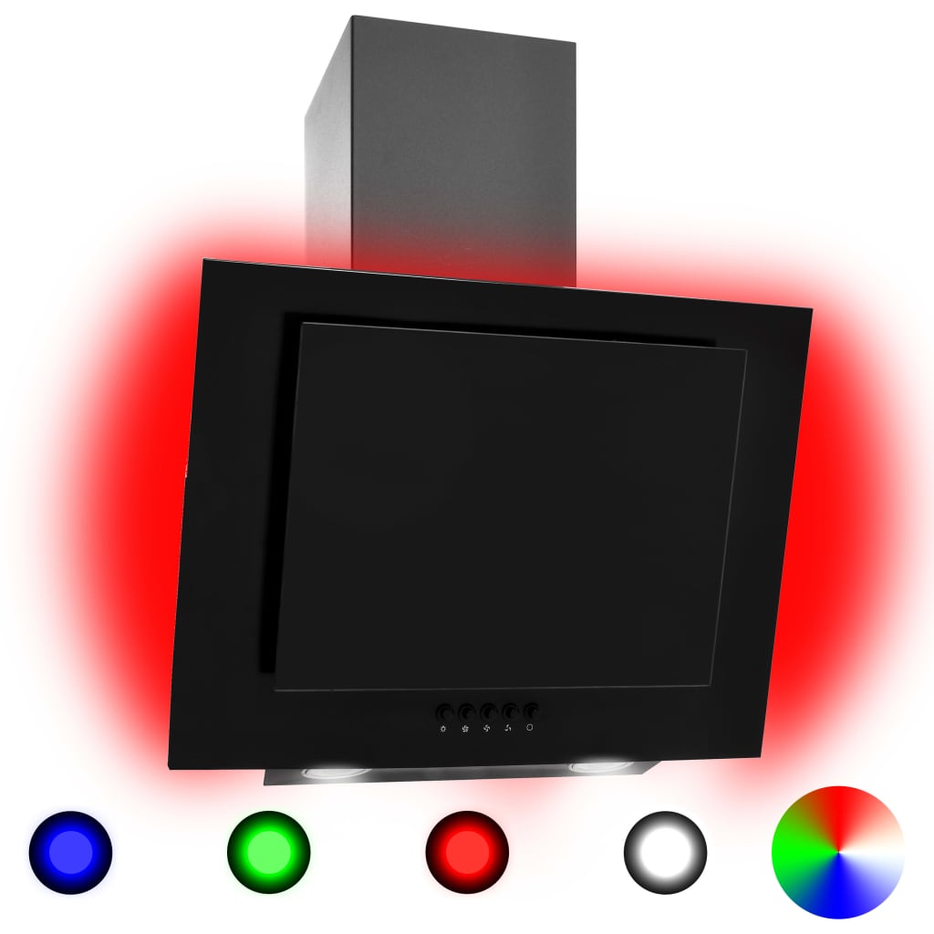 Nástěnná digestoř RGB LED 60 cm nerezová ocel a tvrzené sklo