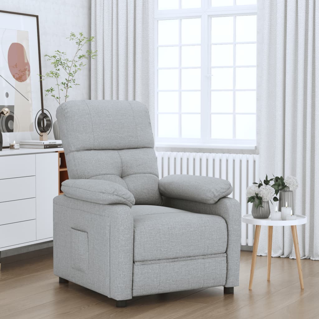 vidaXL Fotel rozkadany, jasnoszary, tapicerowany tkanin