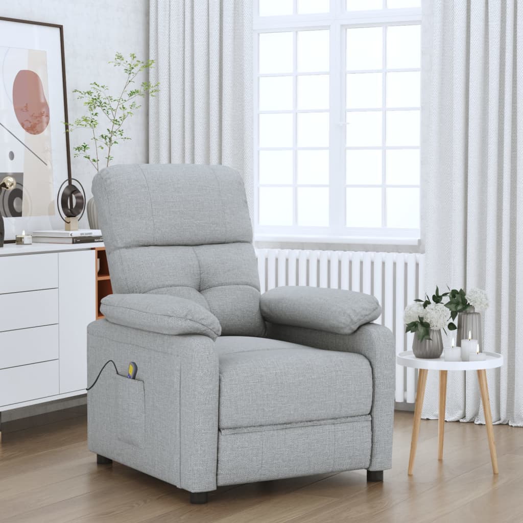 vidaXL Massagestoel stof lichtgrijs