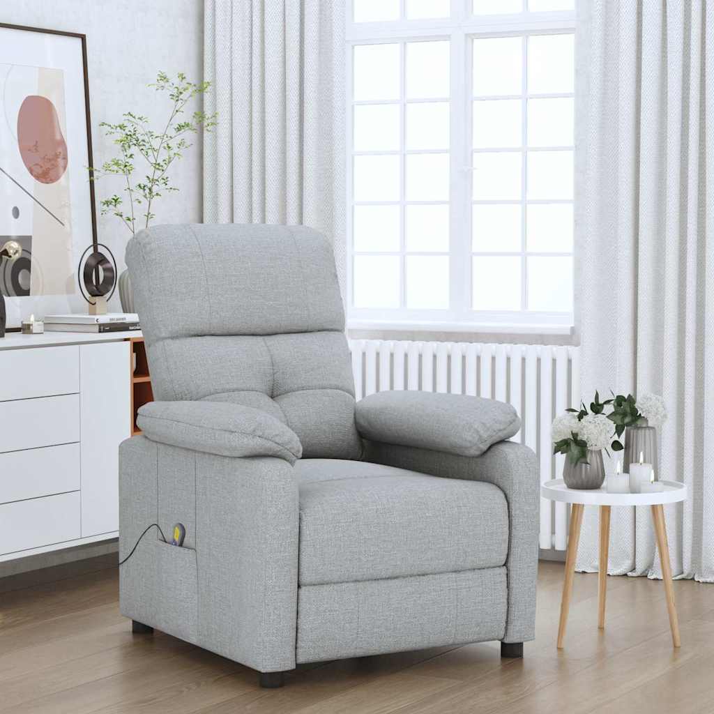vidaXL Fotel masuj�cy, jasnoszary, obity tkanin�