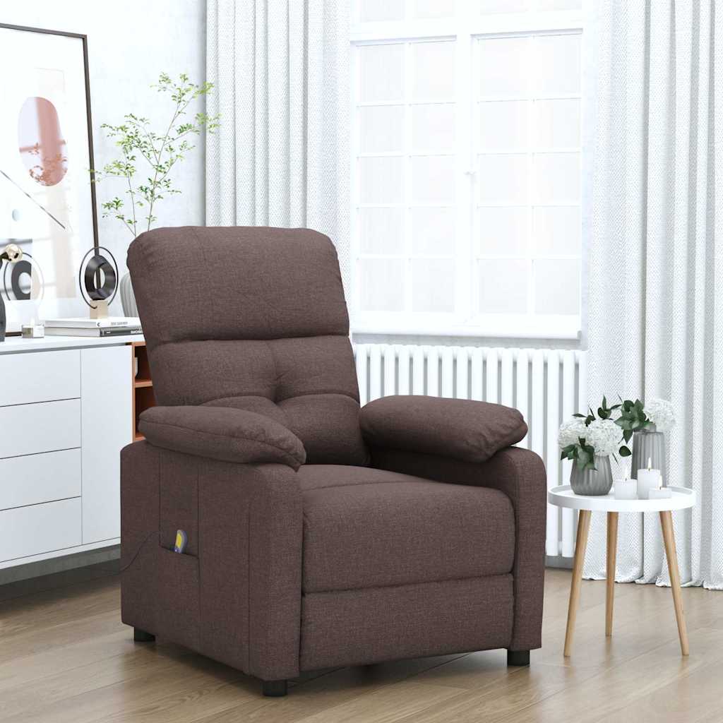 vidaXL Fotoliu de masaj, maro închis, material textil
