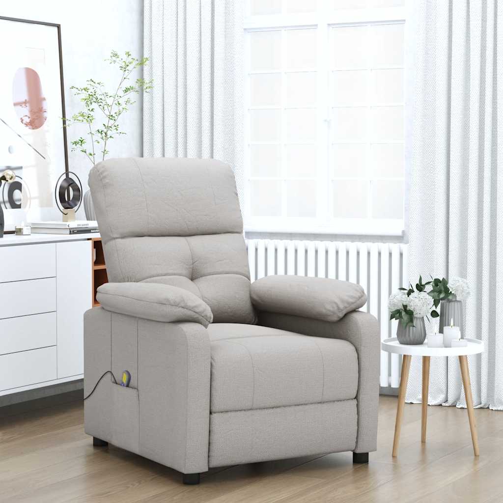 vidaXL Fotel masujcy, taupe, tkanina