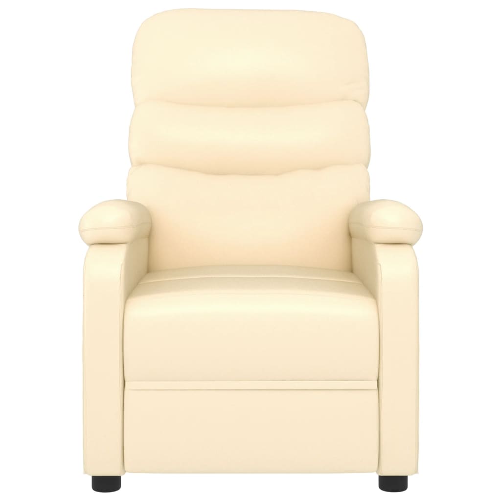 vidaXL Sillón reclinable de cuero sintético crema