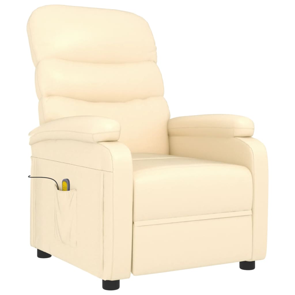 

vidaXL Massage Reclining Chair Cream Faux Leather