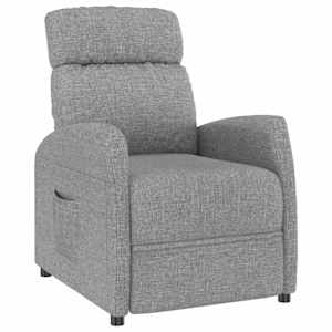 Polohovací křeslo světle šedé textil - obrázek 2