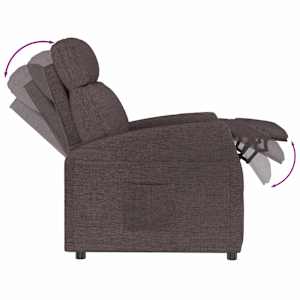 Polohovací křeslo tmavě hnědé textil - obrázek 6