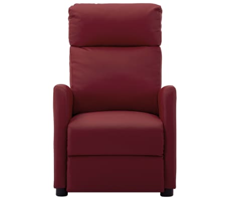 vidaXL Sillón reclinable de cuero sintético rojo tinto