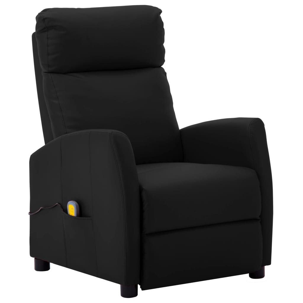 Massage Reclining Chair Black Faux Leather