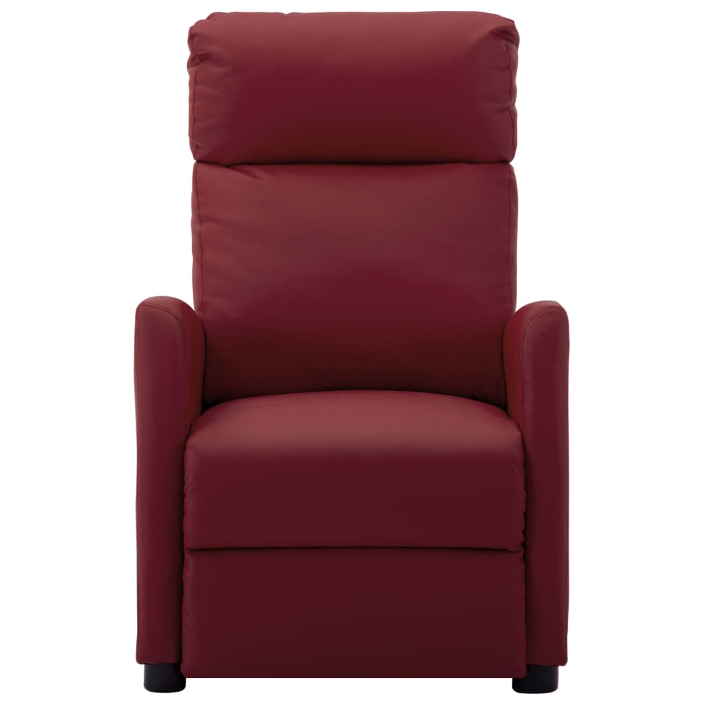 vidaXL Sillón de masaje de cuero sintético rojo tinto