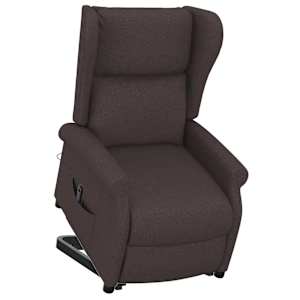 Zvedací křeslo tmavě hnědé textil - obrázek 7