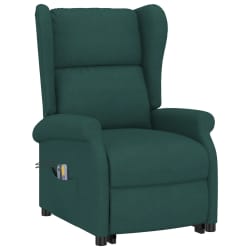 vidaXL Fauteuil de massage Vert fonc&eacute; Tissu