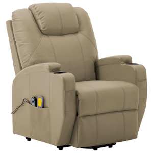 vidaXL Atsistojantis masažinis krėslas, kapučino spalvos, dirbtinė oda