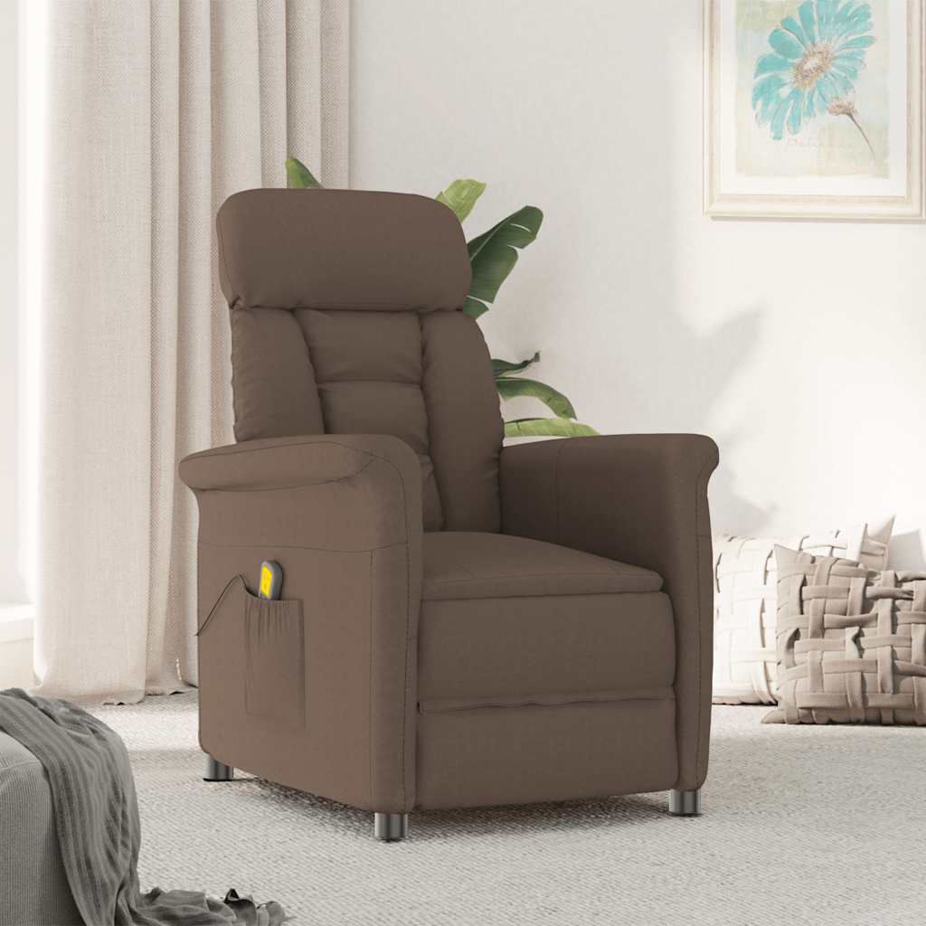 vida XL Massagesessel Braun Wildleder-Optik