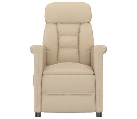 vidaXL Masažinis krėslas, kreminės spalvos, dirbtinė versta oda