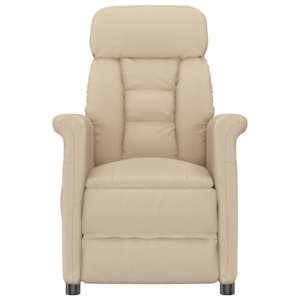 vidaXL Masažinis krėslas, kreminės spalvos, dirbtinė versta oda