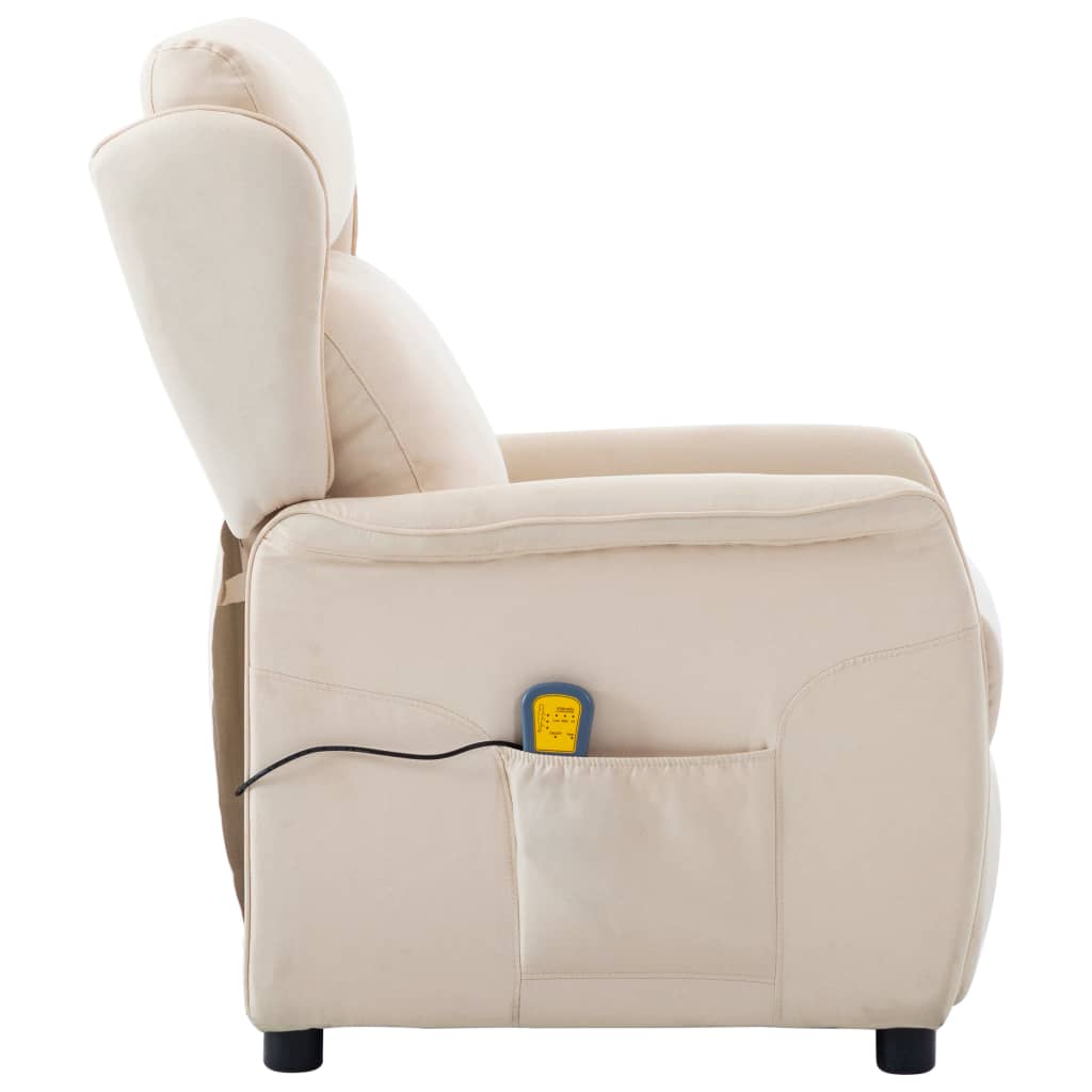 vidaXL Massage Recliner Cream Fabric