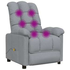 Masážní křeslo světle šedé textil - obrázek 6
