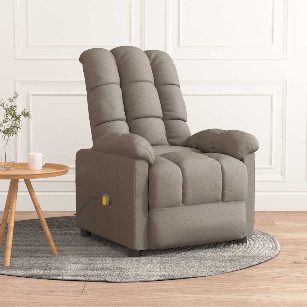 vidaXL Fotel masujcy, taupe, tkanina