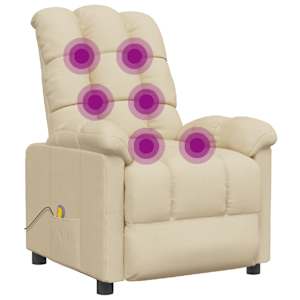 Masážní křeslo krémové textil - obrázek 6