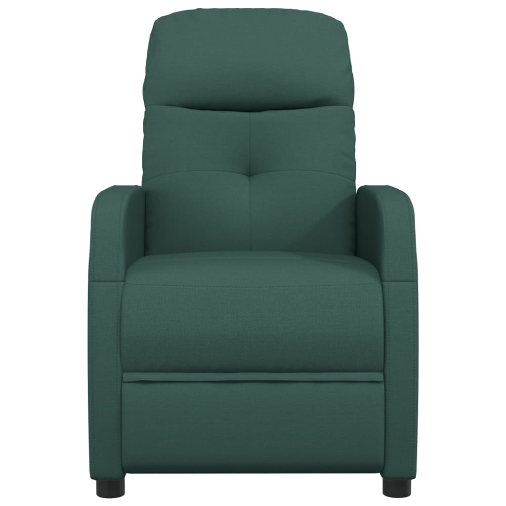 vidaXL Sillón de masaje de tela verde oscuro