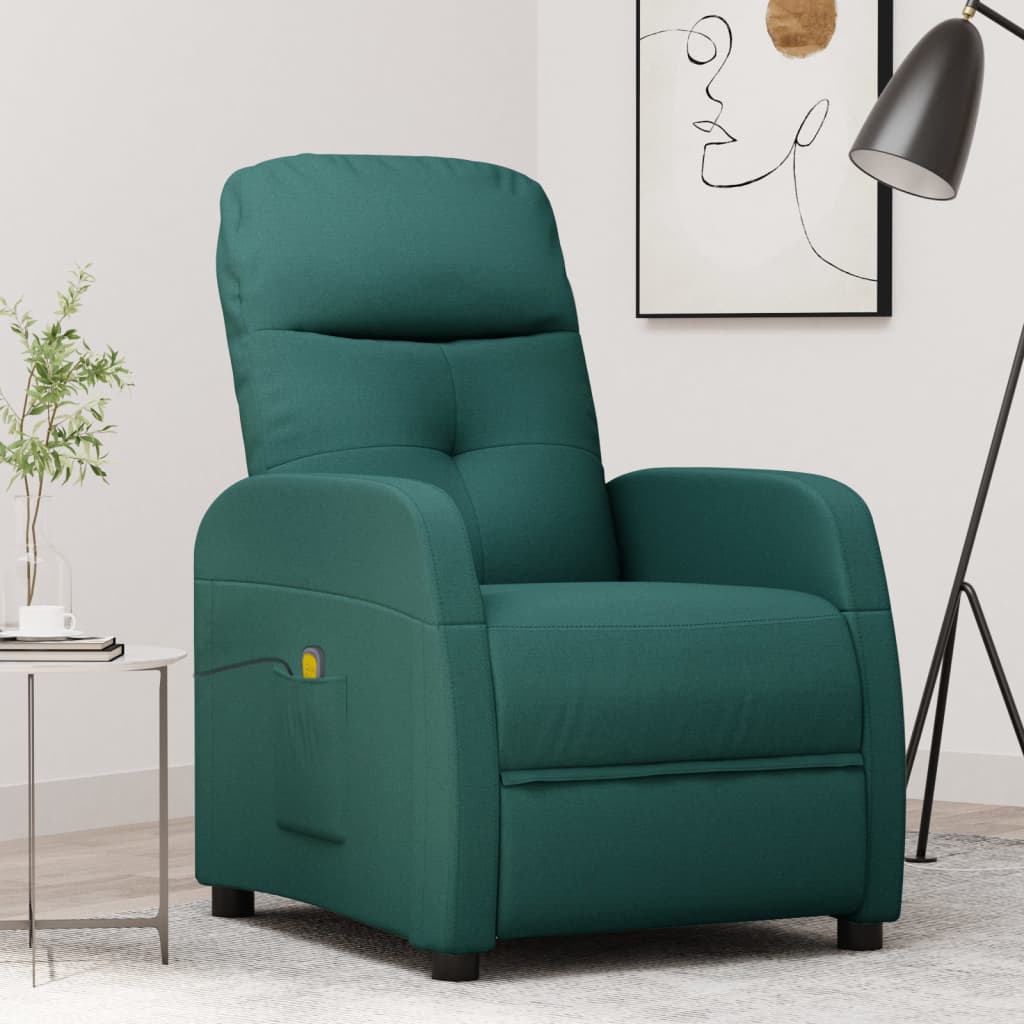 Fauteuil de massage Vert foncé Tissu