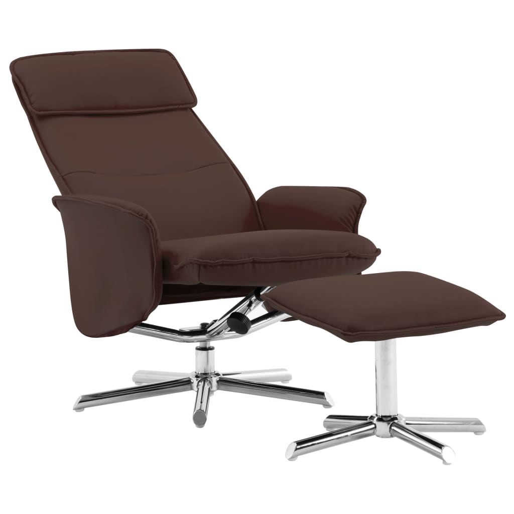 vidaXL Atlošiamas krėslas su pakoja, rudos spalvos, dirbtinė oda