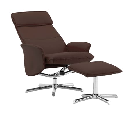 vidaXL Atlošiamas krėslas su pakoja, rudos spalvos, dirbtinė oda