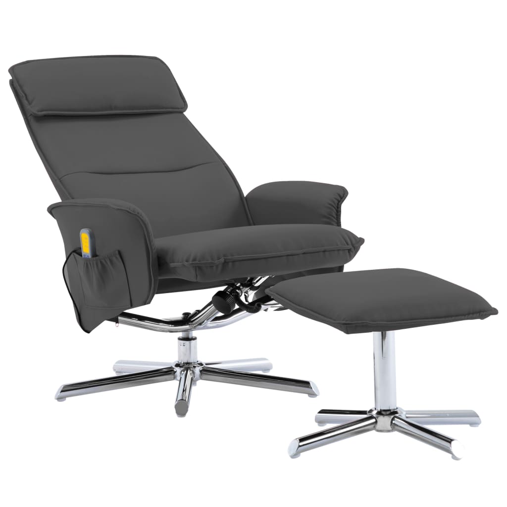 vidaXL masāžas krēsls ar kājsoliņu, antracītpelēka mākslīgā āda