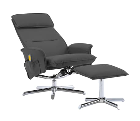 vidaXL Fauteuil de massage avec repose-pied Anthracite Similicuir