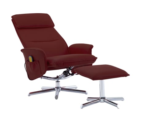 vidaXL Atlošiamas masažinis krėslas su pakoja, raudonas, dirbtinė oda