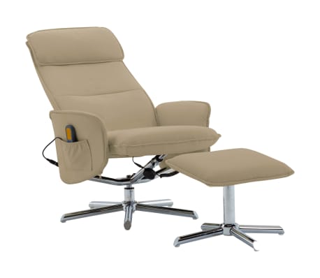 vidaXL Atlošiamas masažinis krėslas su pakoja, kapučino, dirbtinė oda