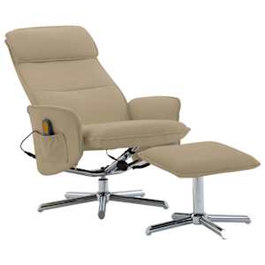 vidaXL Atlošiamas masažinis krėslas su pakoja, kapučino, dirbtinė oda