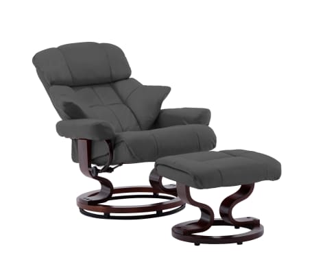 vidaXL Fauteuil avec repose-pied Anthracite Similicuir et bois courbé