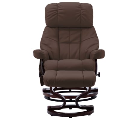 vidaXL Massage Recliner with Ottoman Brown Faux Leather and Bentwood