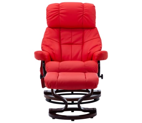 vidaXL Massage Reclining Chair Red Faux Leather and Bentwood