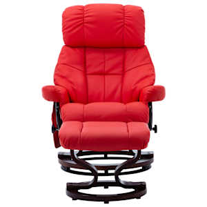 vidaXL Massage Reclining Chair Red Faux Leather and Bentwood