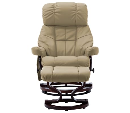 vidaXL Massage Recliner with Ottoman Cappuccino Faux Leather and Bentwood