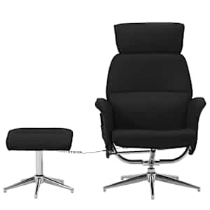 vidaXL Atlošiamas masažinis krėslas su pakoja, juodas, dirbtinė oda