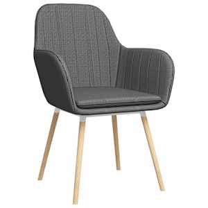 vidaXL Valgomojo kėdės su porankiais, 2vnt., tamsiai pilkos, audinys